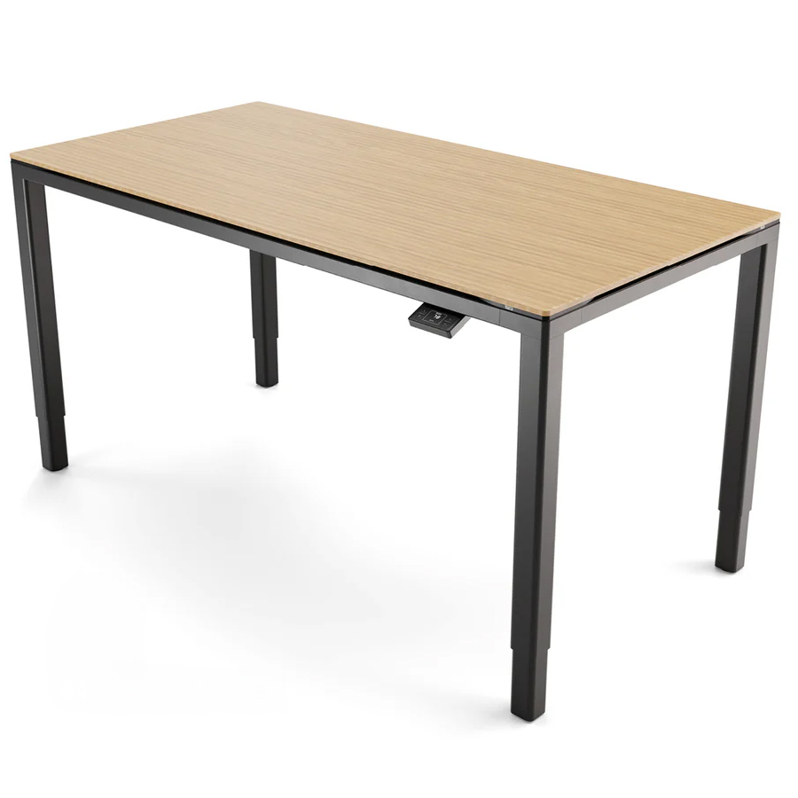 Yaasa Desk Four Tisch Gestell schwarz, Tischplatte Bambus Große 180 x 90 cm und 200 x 100 cm, Bedienelement ausklappbar