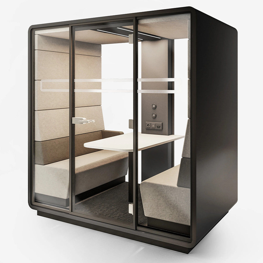 Hushoffice Hushmeet Akustikbox konfigurierbar in Wool Biscuit und Dust