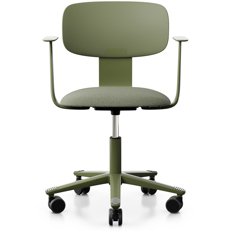 HAG Tion 2140 Bürostuhl Moss Grey mit Armlehnen - Sitz Stoff Cura - Rückenschale Kunststoff - Frontansicht