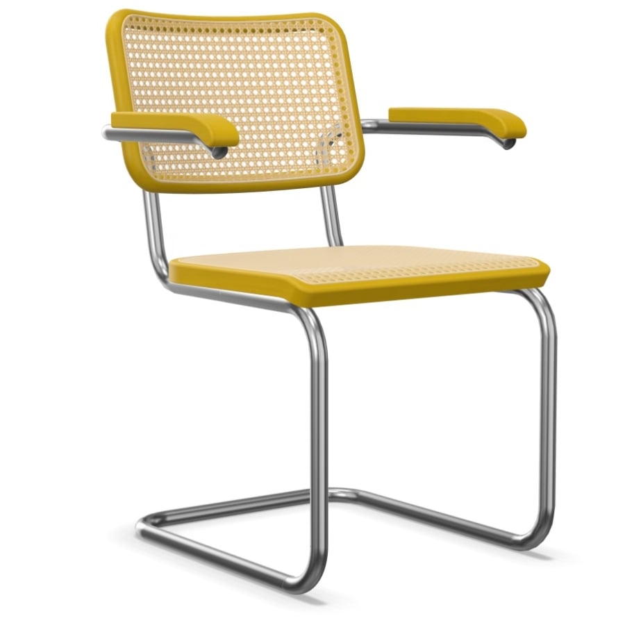 THONET S 64 V | Konfigurator Buche farbig gebeizt | Stahlrohr-Freischwinger | Gestell verchromt