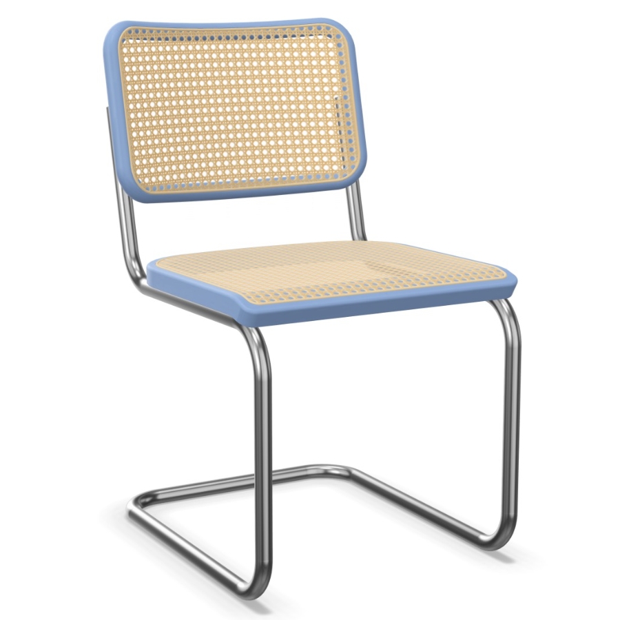 THONET S 32 V | Konfigurator Buche farbig gebeizt | Stahlrohr-Freischwinger | Gestell verchromt