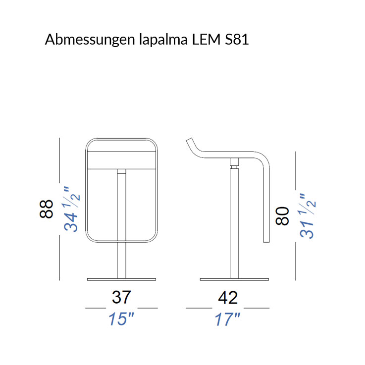 lapalma LEM S81 Barhocker | Fixe Höhe | Gestell verchromt | Konfigurator