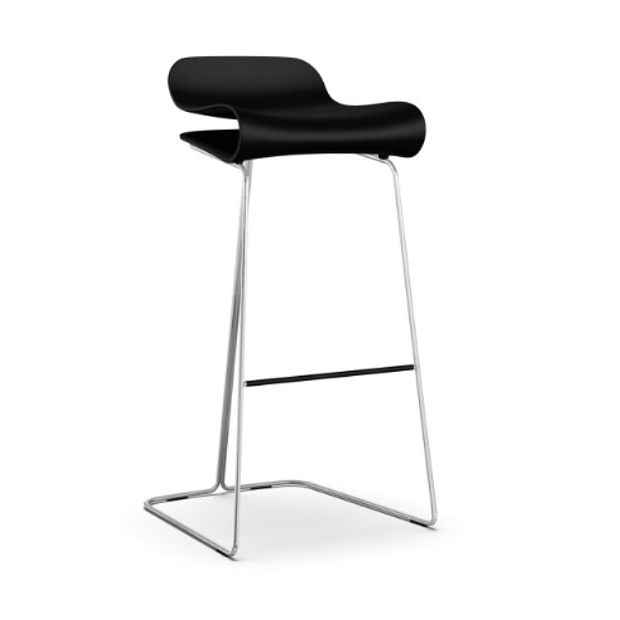 Kristalia BCN Barhocker 76 cm mit Kufen schwarz und verchromt