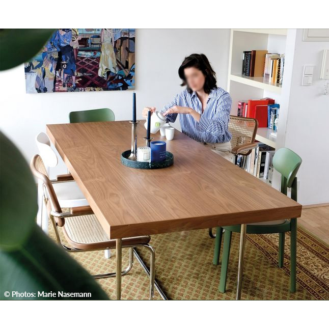 THONET S 1070 Allrounder-Tisch Nussbaum Massivholz | Konfigurator | Gestell Stahlrohr