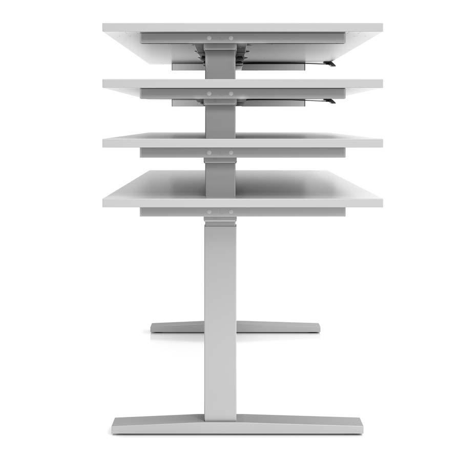 RWH Action Schreibtisch elektrisch verstellbar - weiß-silber - Höhenverstellung