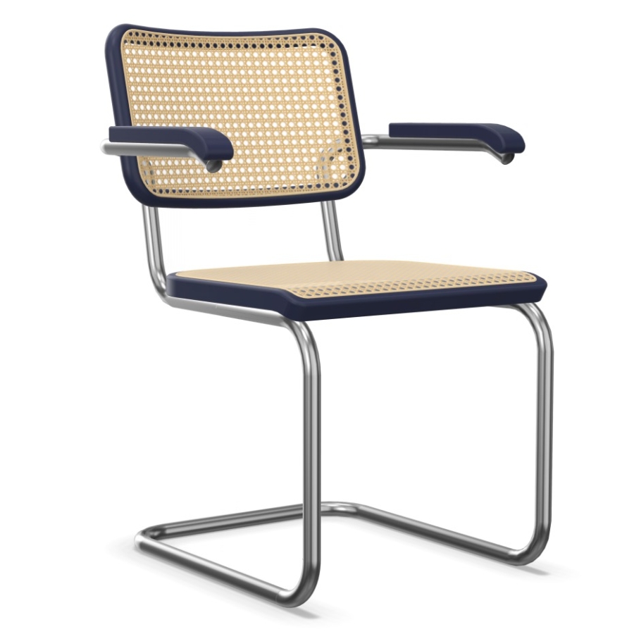 THONET S 64 V | Konfigurator Buche farbig gebeizt | Stahlrohr-Freischwinger | Gestell verchromt