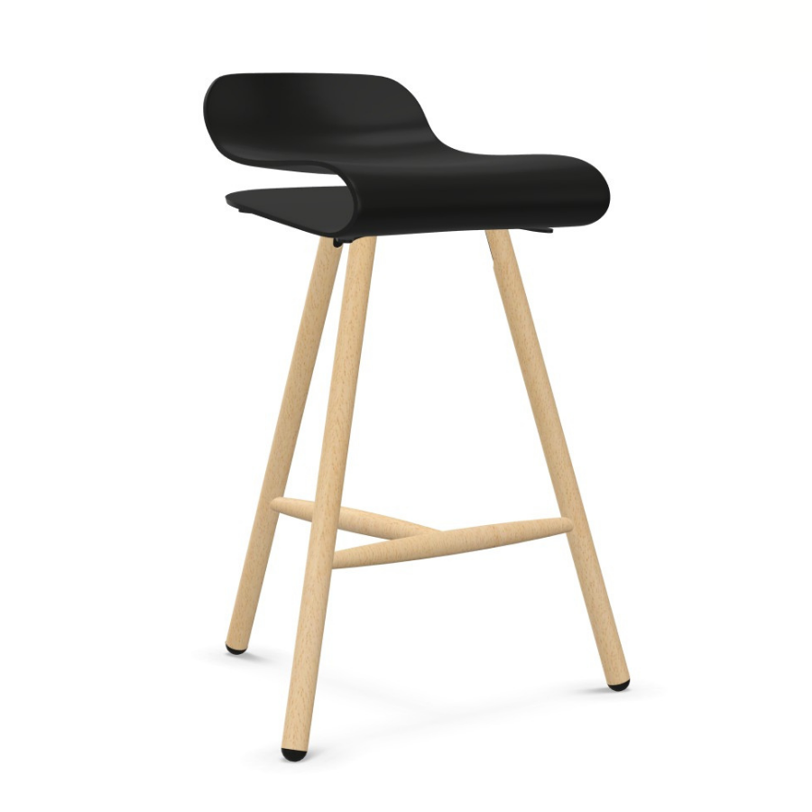 Kristalia BCN Barhocker mit Holzgestell schwarz