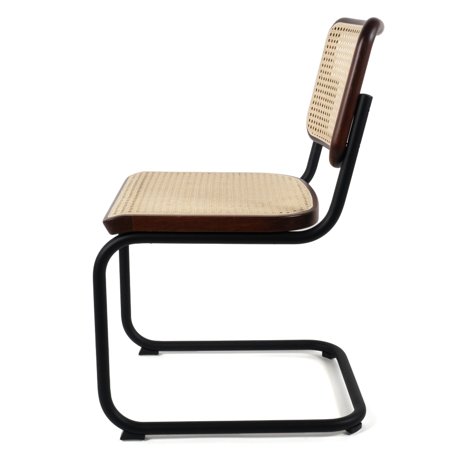 THONET Stahlrohr-Freischwinger S 32 V Buche gebeizt mahagoni - Gestell schwarz - Seite