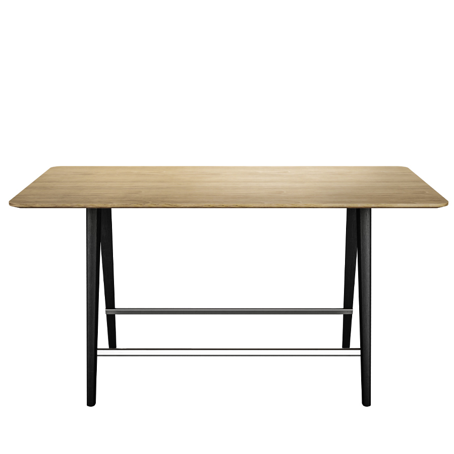 THONET 1510 Stehtisch Eiche gebeizt - Holzgestell schwarz - Seitenansicht