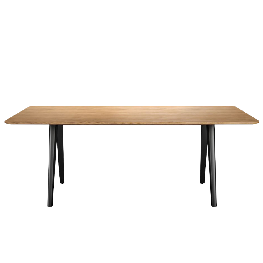 THONET 1500 Allrounder-Tisch - Eiche klar lackiert - Gestell schwarz - Seitenansicht