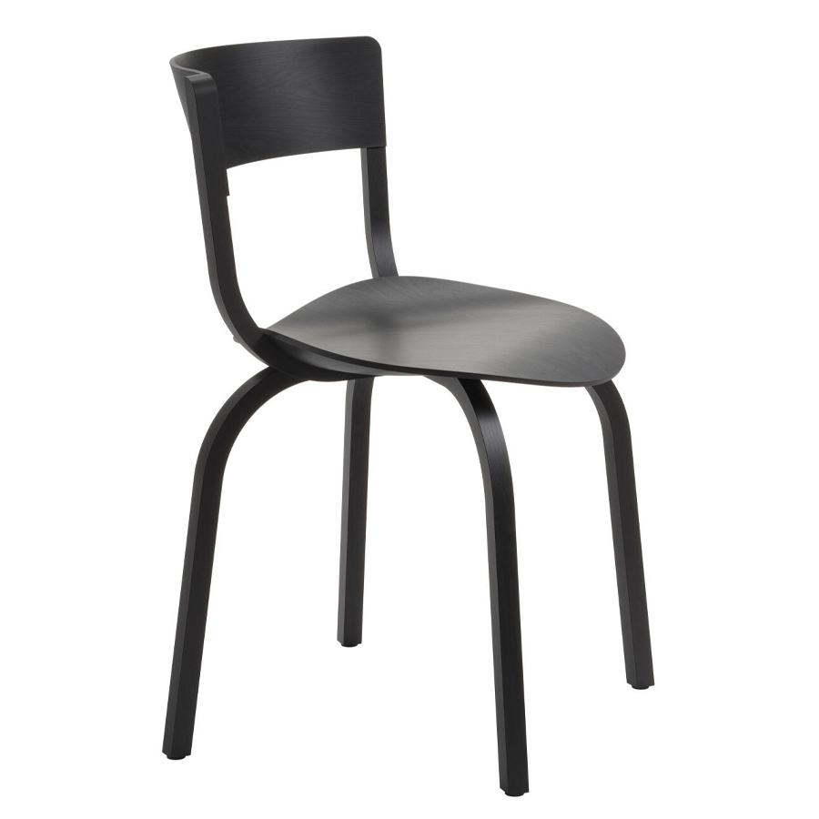 THONET 404 Holzstuhl ohne Armlehnen - Eiche schwarz gebeizt