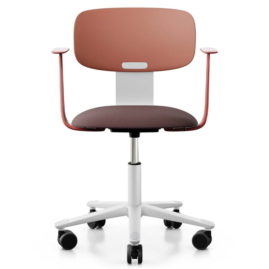 HAG Tion 2140 Bürostuhl mit Armlehnen | Sitz Stoff Select kastanie | Farbkombination Blush rose und weiß