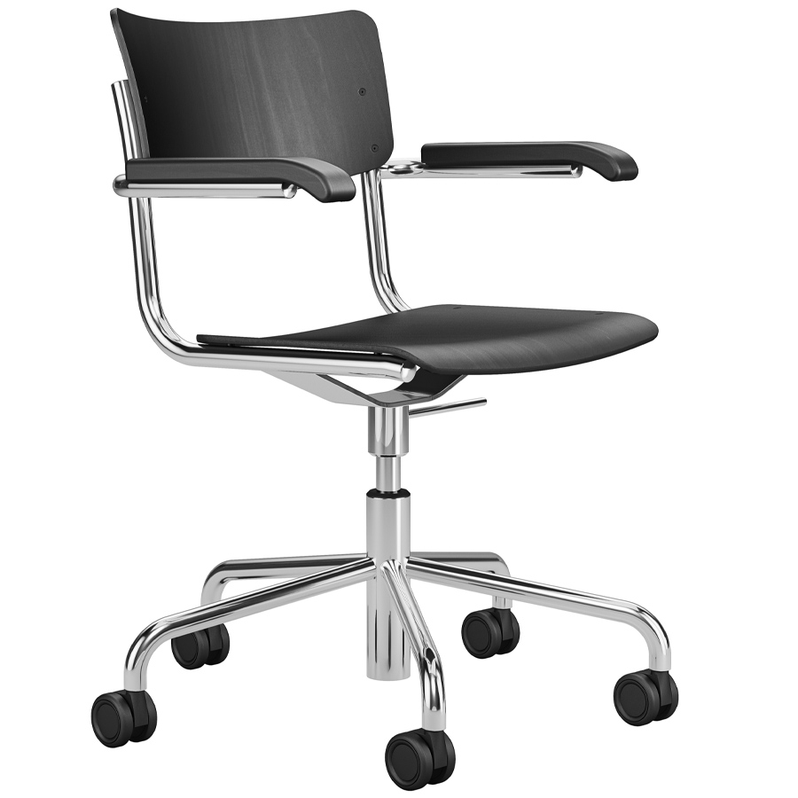 THONET Drehsessel S 43 FDR schwarz gebeizt mit Armlehnen