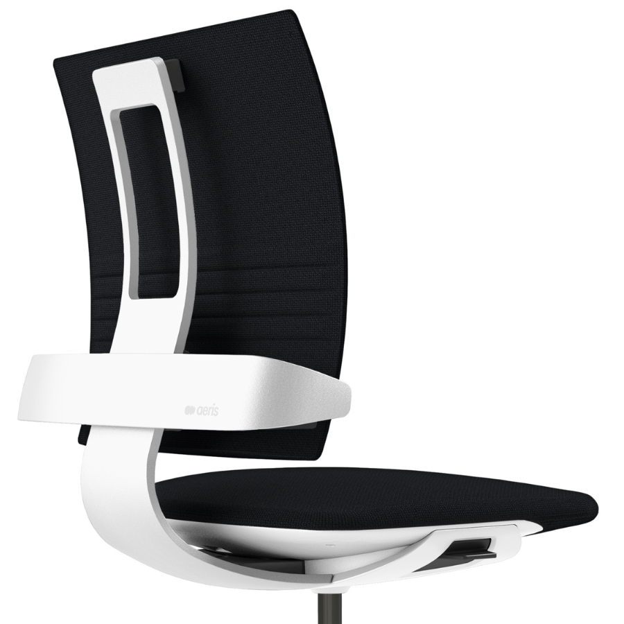 Aeris NEW 3Dee Bürostuhl | Stoff Cura schwarz | Standard-Feder | Gestell weiß