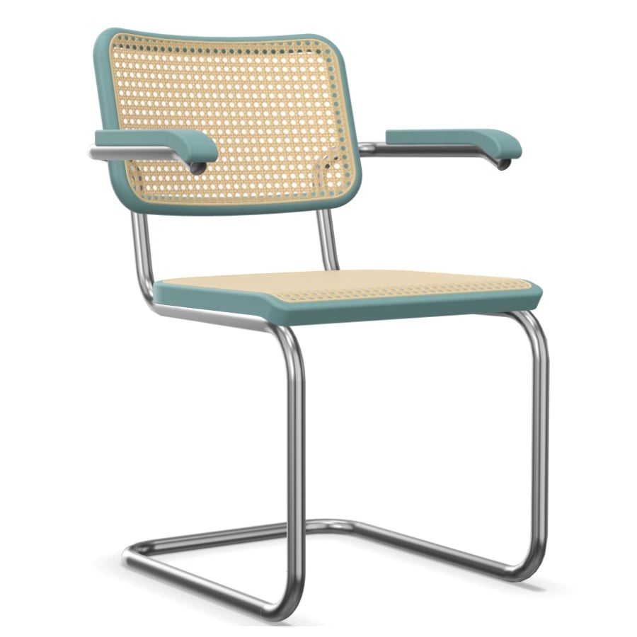 THONET S 64 V | Konfigurator Buche farbig gebeizt | Stahlrohr-Freischwinger | Gestell verchromt