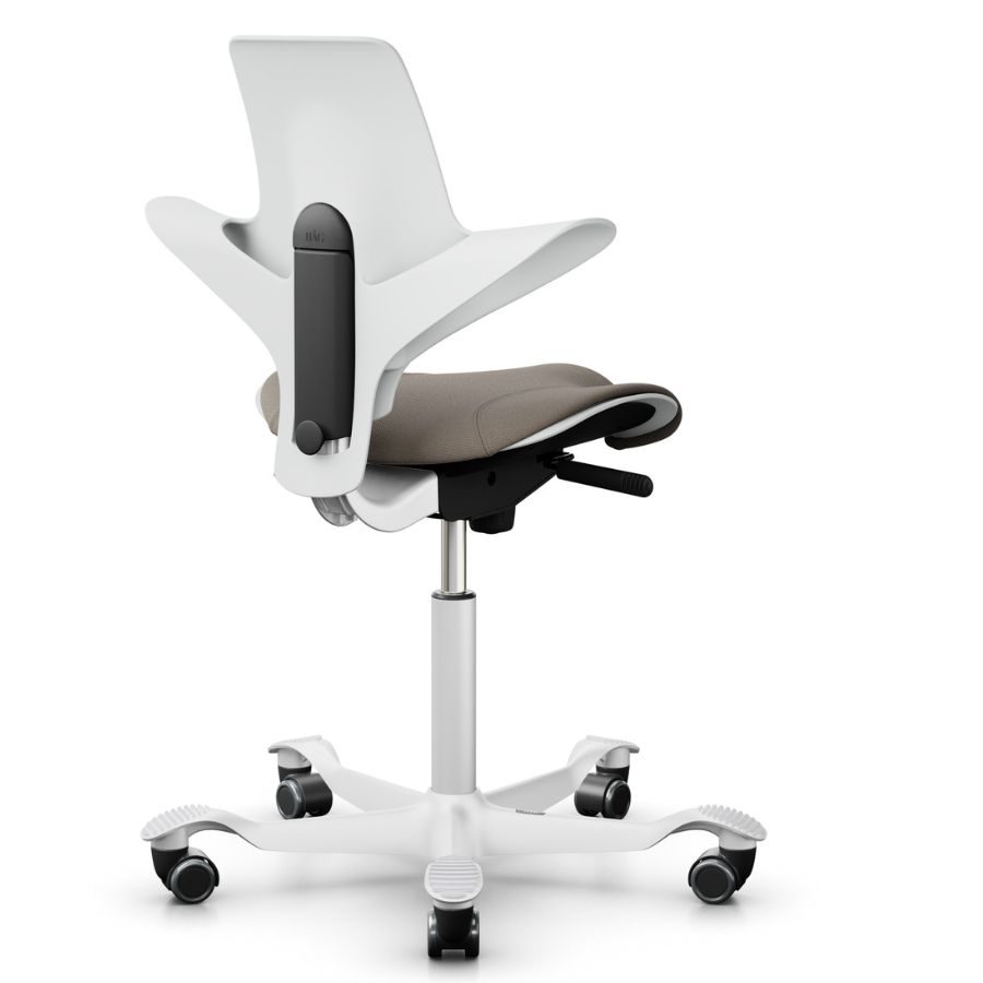 HAG CAPISCO PULS 8020 | White Edition mit Polster in Beige | Gestell weiß