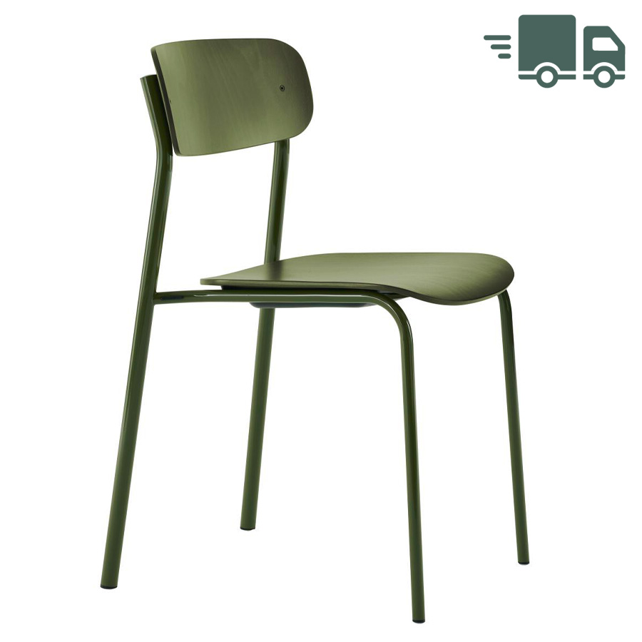 THONET S 243 Stahlrohrstuhl | Buche olivgrün gebeizt | Gestell olivgrün | Beispielbild