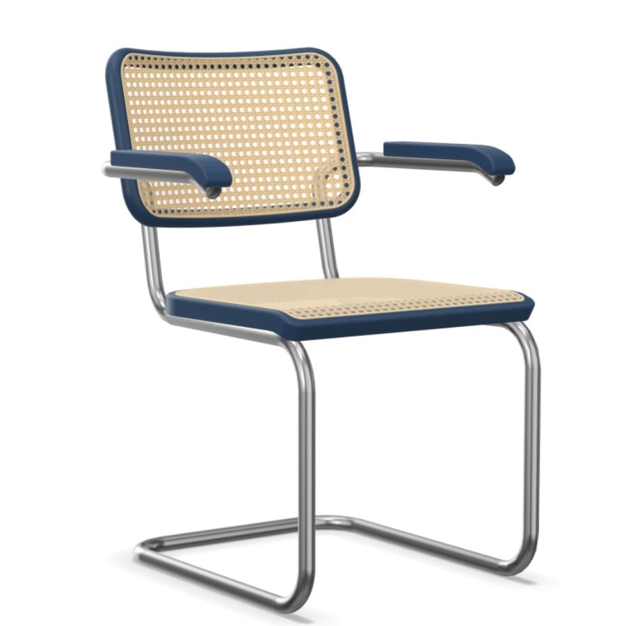 THONET S 64 V | Konfigurator Buche farbig gebeizt | Stahlrohr-Freischwinger | Gestell verchromt