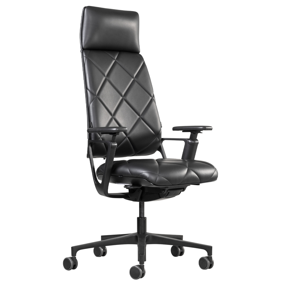 Klöber CONNEX2 (cnx95) - Bezug Premium Leder schwarz - mit Steppung - Ausführung schwarz