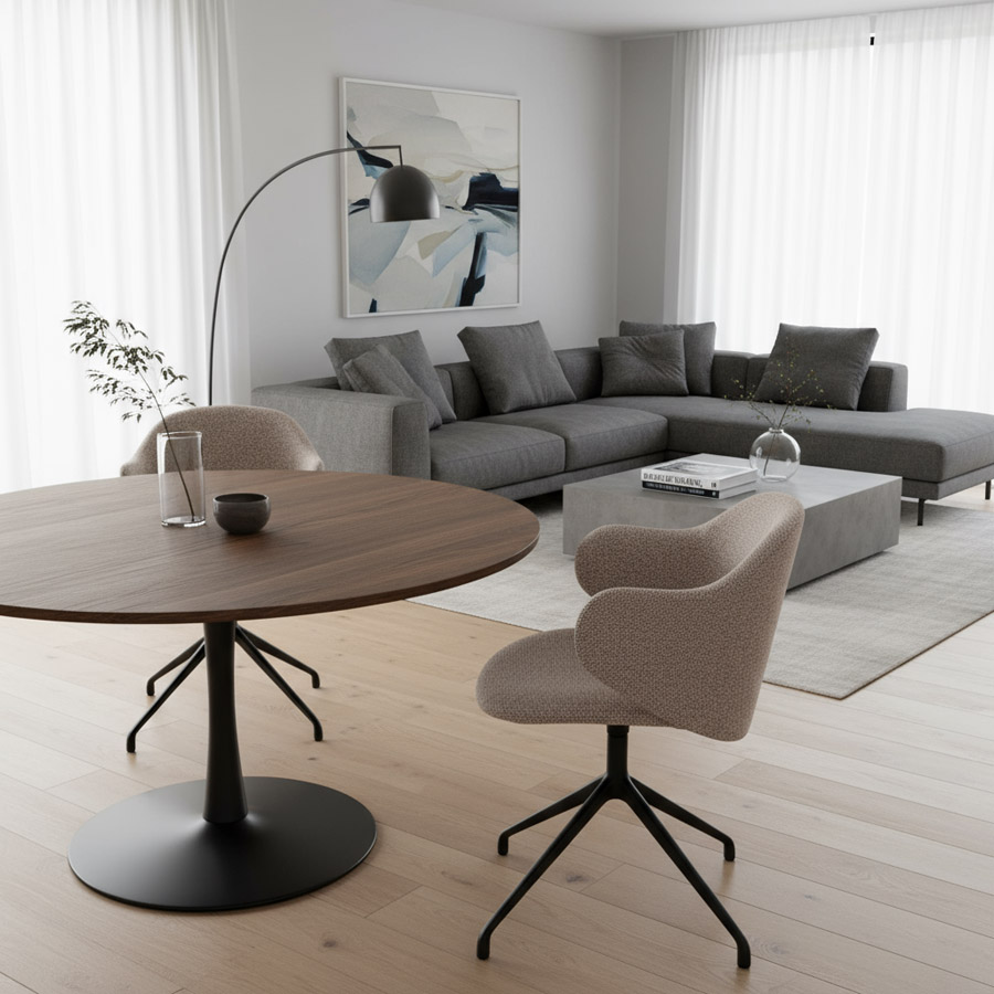 Kristalia DUA Drehstuhl Sitzschale gepolstert Kvadrat Moss