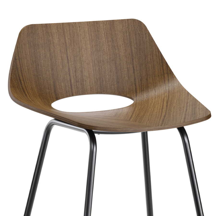 THONET S 661 H Barhocker | Edelholz Nussbaum | Gestell schwarz matt