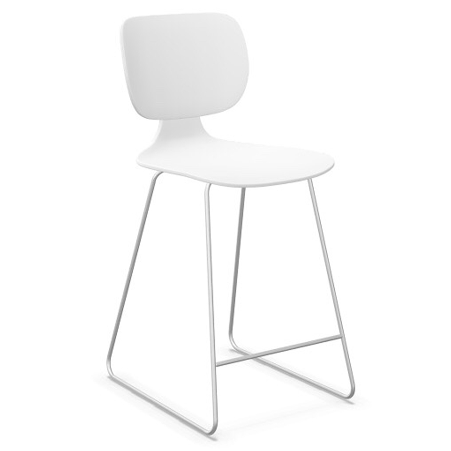 Klöber CoMeet steel (com55h) - Sitzhöhe 61 cm - Kunststoffschale weiß - Kufengestell weiß