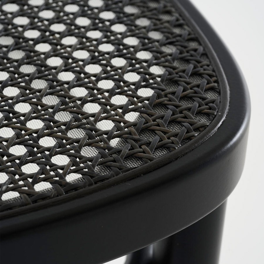THONET 214 Bugholzstuhl Dark Melange | Rohrgeflecht-Sitz | Buche schwarz gebeizt