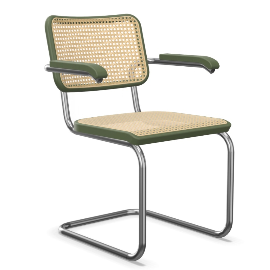 THONET S 64 V | Konfigurator Buche farbig gebeizt | Stahlrohr-Freischwinger | Gestell verchromt