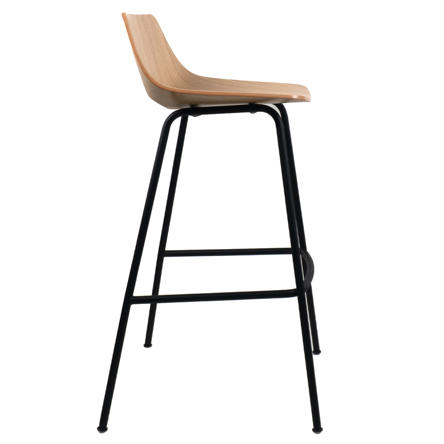 THONET S 661 H Barhocker | Edelholz Eiche klar lackiert | Gestell schwarz matt