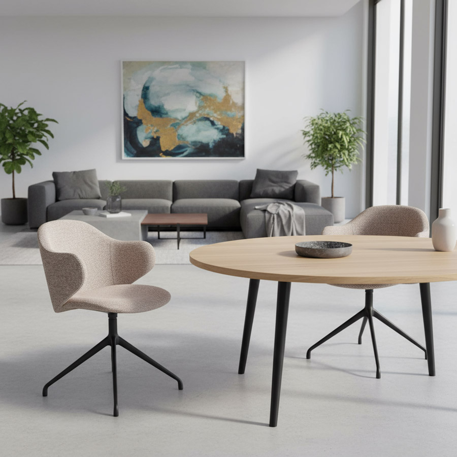 Kristalia DUA Drehstuhl Sitzschale gepolstert Kvadrat Moss