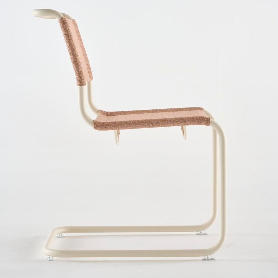THONET Stahlrohr-Freischwinger S 33 V | Gestell perlweiß | Stoffgewebe | Konfigurator