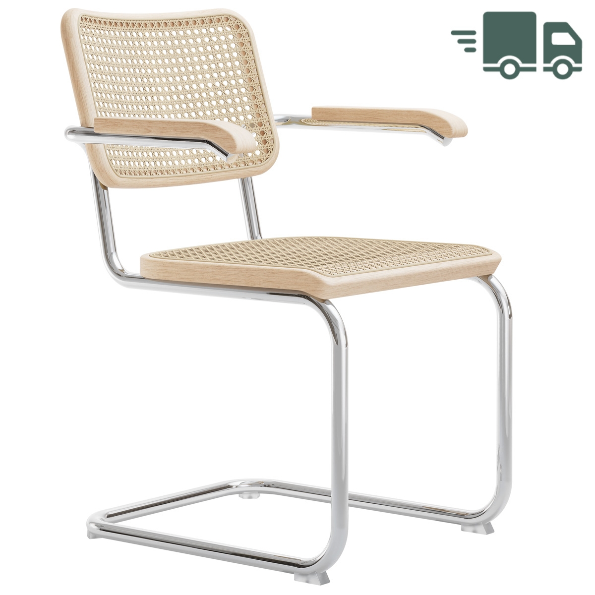THONET S 64 V | Esche Pure Materials | Stahlrohr-Freischwinger mit Armlehnen