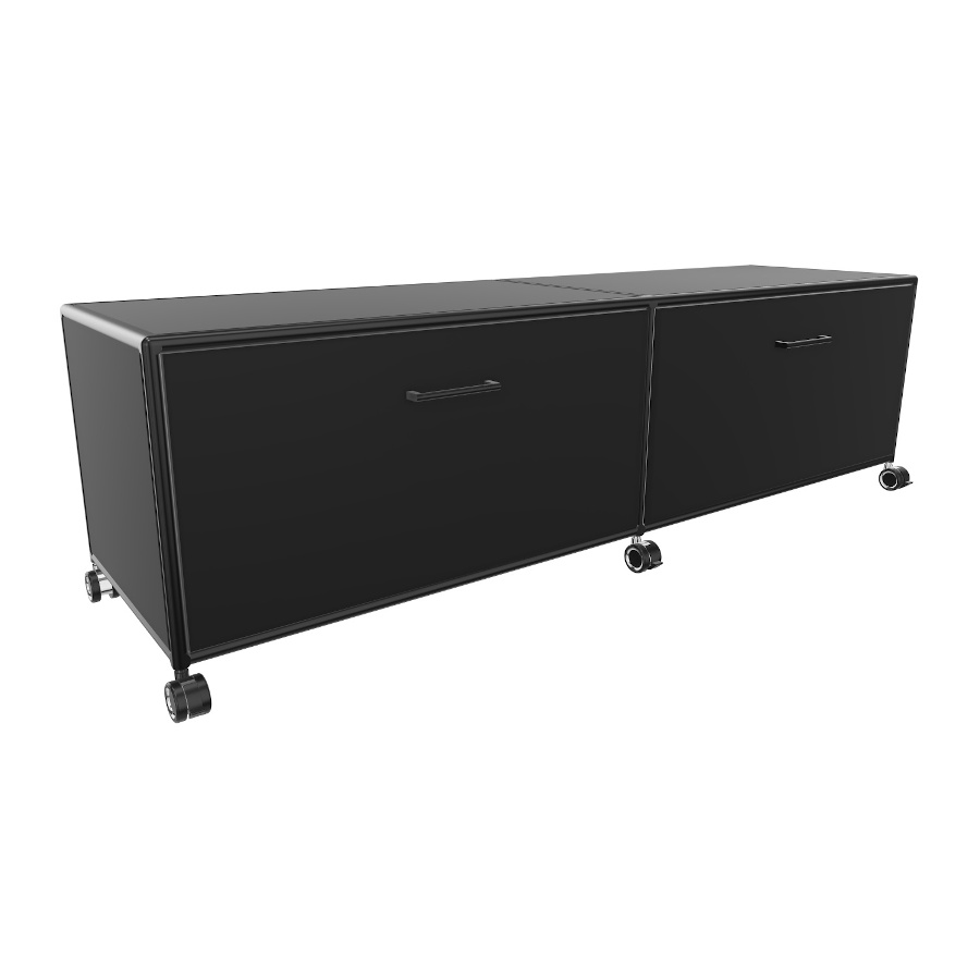 Bosse TV-Board Black Edition Höhe 1 OH Breite 160 cm in Melamin Schwarz mit 2 Klappen