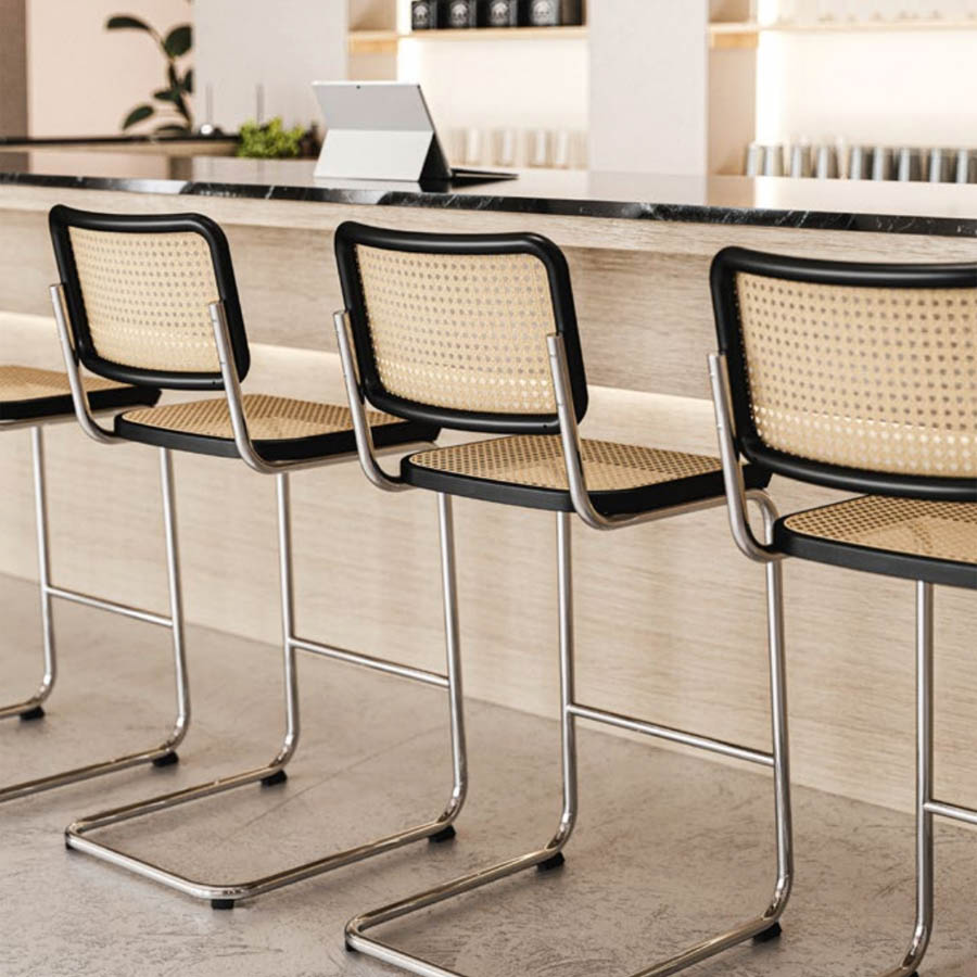 THONET Stahlrohr-Freischwinger S 32 VH Rohrgeflecht-Sitz Buche gebeizt - Beispielbild