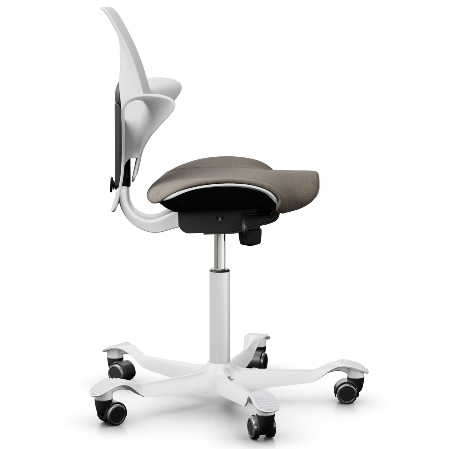 HAG CAPISCO PULS 8020 | White Edition mit Polster in Beige | Gestell weiß