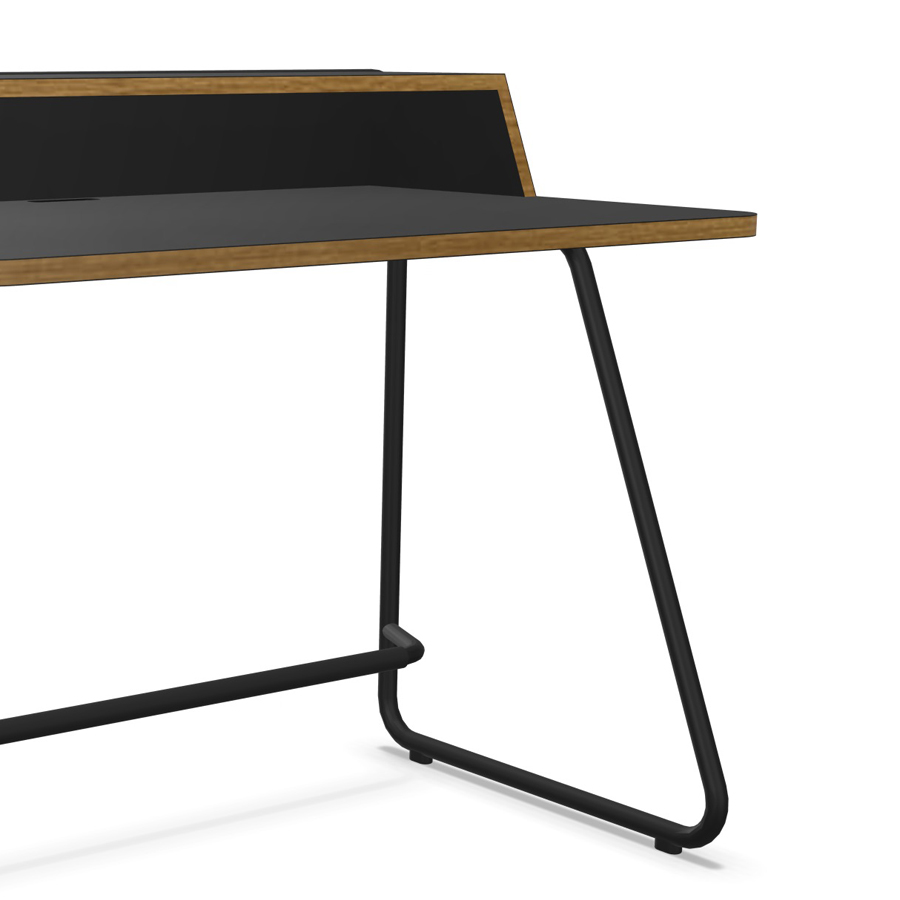 THONET Stahlrohr Schreibtisch S 1200 deep black | Kante Eiche geölt | Gestell schwarz