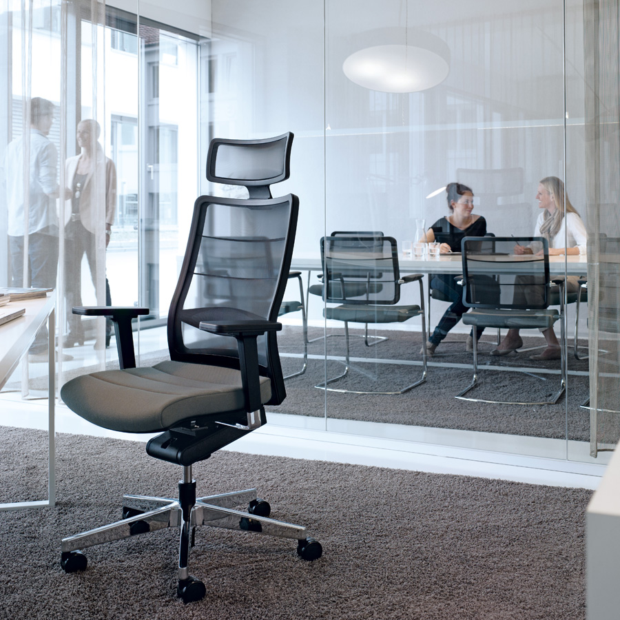 Interstuhl AirPad (3C72) Bürostuhl | Kopfstütze | Netzrücken | Schwarz