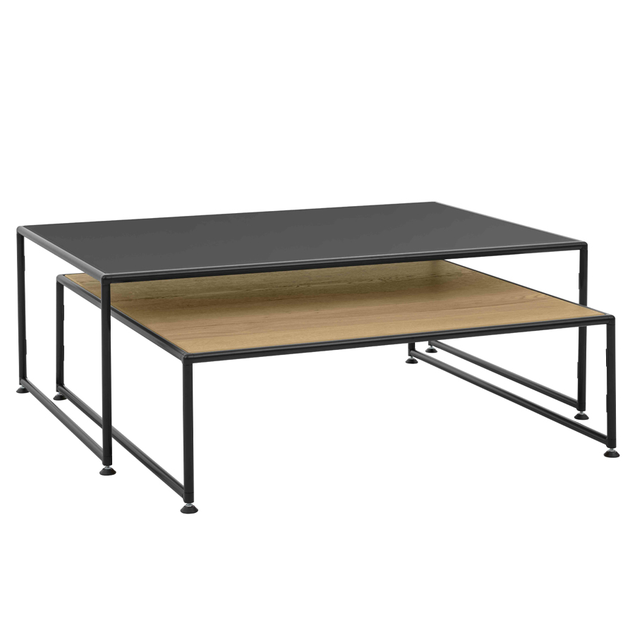 Bosse Solutions Couchtisch-Set | Ausführung Melamin basaltgrau und Eiche halifax
