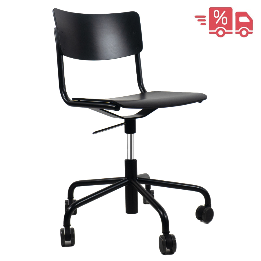 ABVERKAUF: THONET Drehsessel S 43 DR | leichte Mängel | Formholzschalen/Rollen und Gestell schwarz