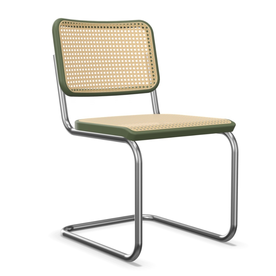 THONET S 32 V | Konfigurator Buche farbig gebeizt | Stahlrohr-Freischwinger | Gestell verchromt