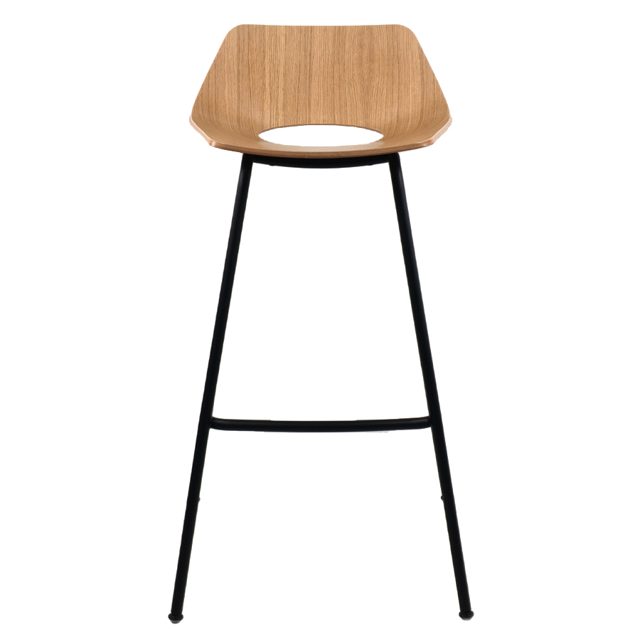 THONET S 661 H Barhocker | Edelholz Eiche klar lackiert | Gestell schwarz matt