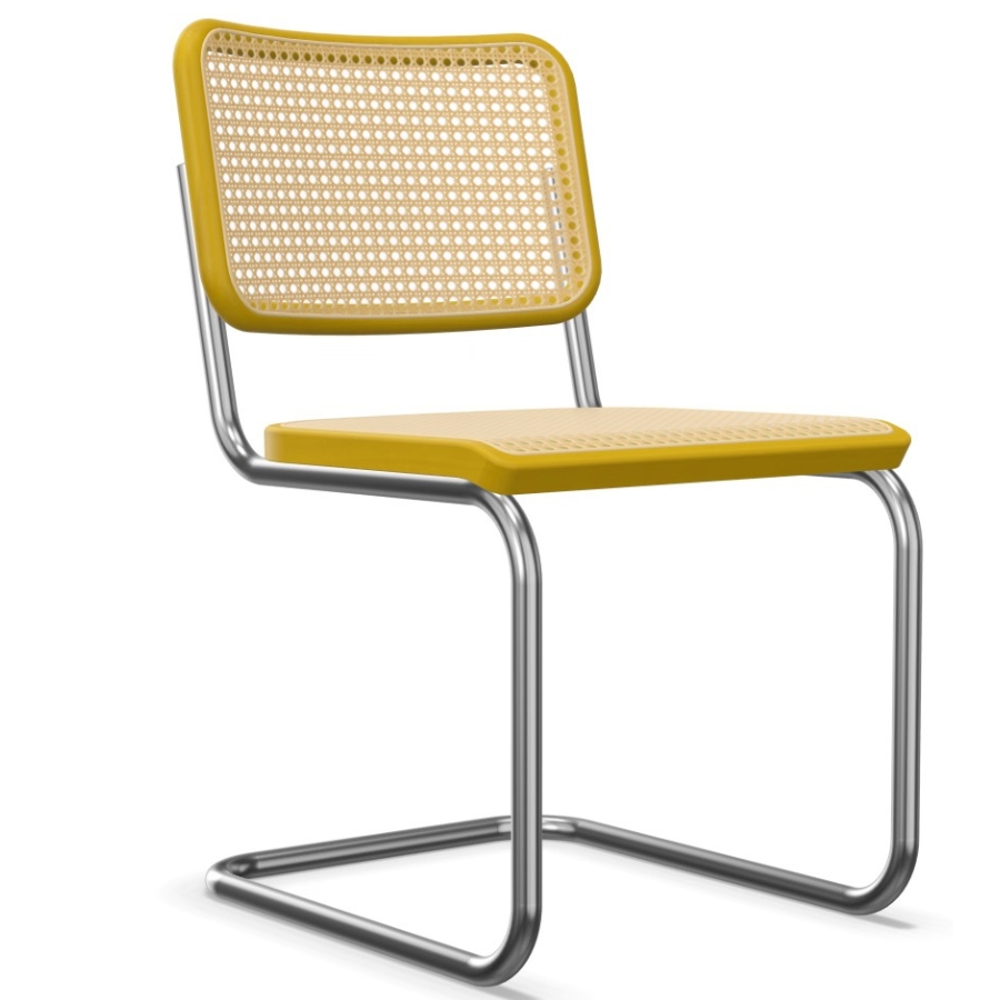 THONET S 32 V | Konfigurator Buche farbig gebeizt | Stahlrohr-Freischwinger | Gestell verchromt