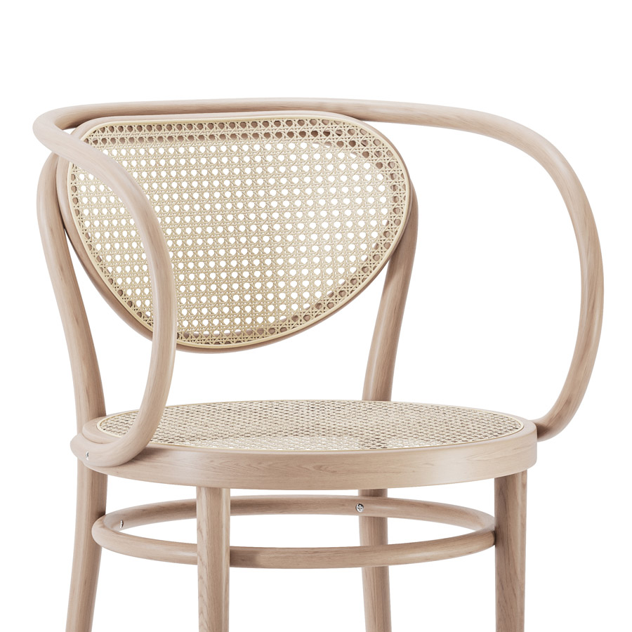 THONET 210 R Bugholzarmlehnenstuhl Buche natur mit Rohrgeflecht - Nahaufnahme
