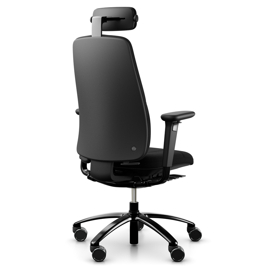rh Logik 220 black | Nackenstütze | Bezug Cura schwarz | Fußkreuz Alu schwarz