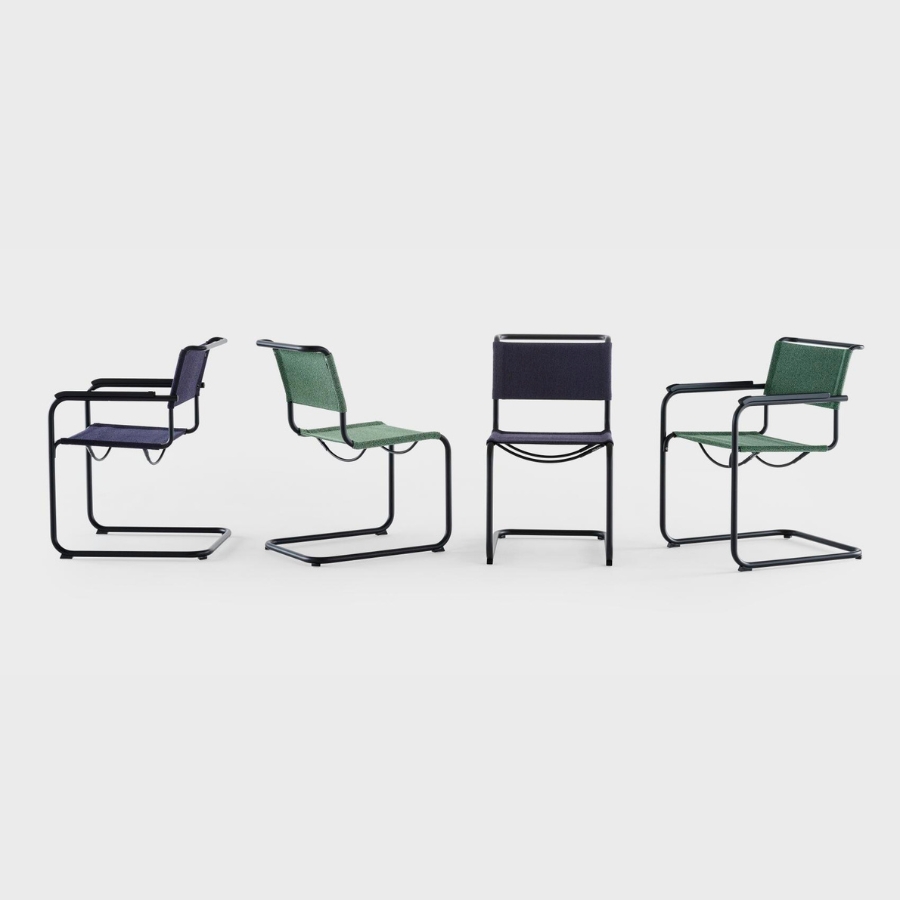 THONET Stahlrohr-Freischwinger S 33 V | Gestell schwarz | Stoffgewebe | Konfigurator