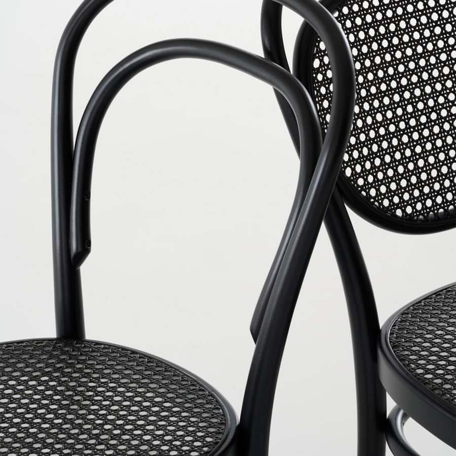 THONET 214 Bugholzstuhl Dark Melange | Rohrgeflecht-Sitz | Buche schwarz gebeizt