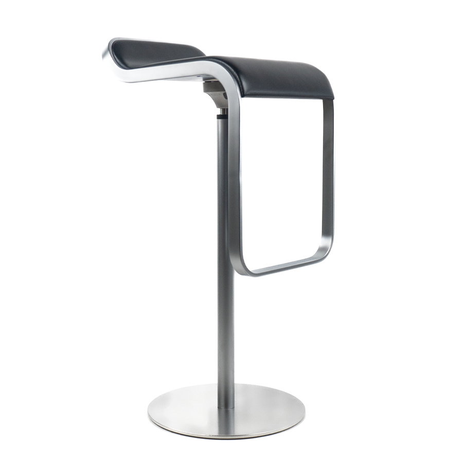 lapalma LEM S81 Barhocker | Fixe Höhe | Ledersitz schwarz | Gestell verchromt