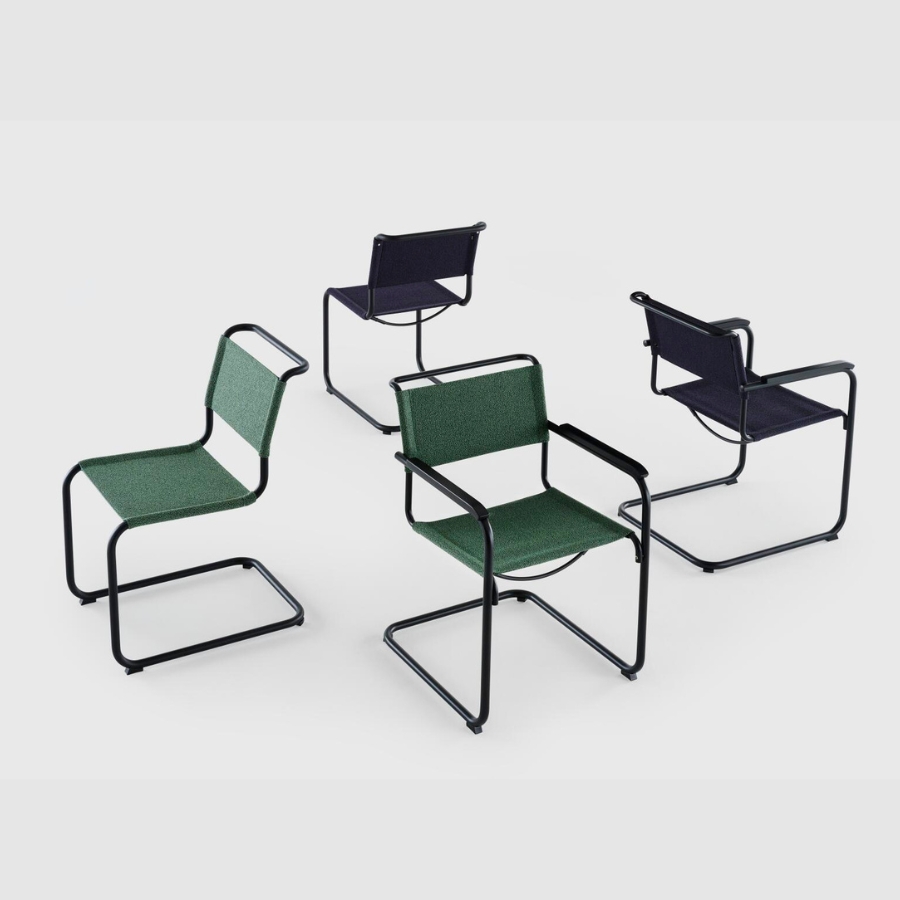THONET Stahlrohr-Freischwinger S 33 V | Gestell schwarz | Stoffgewebe | Konfigurator