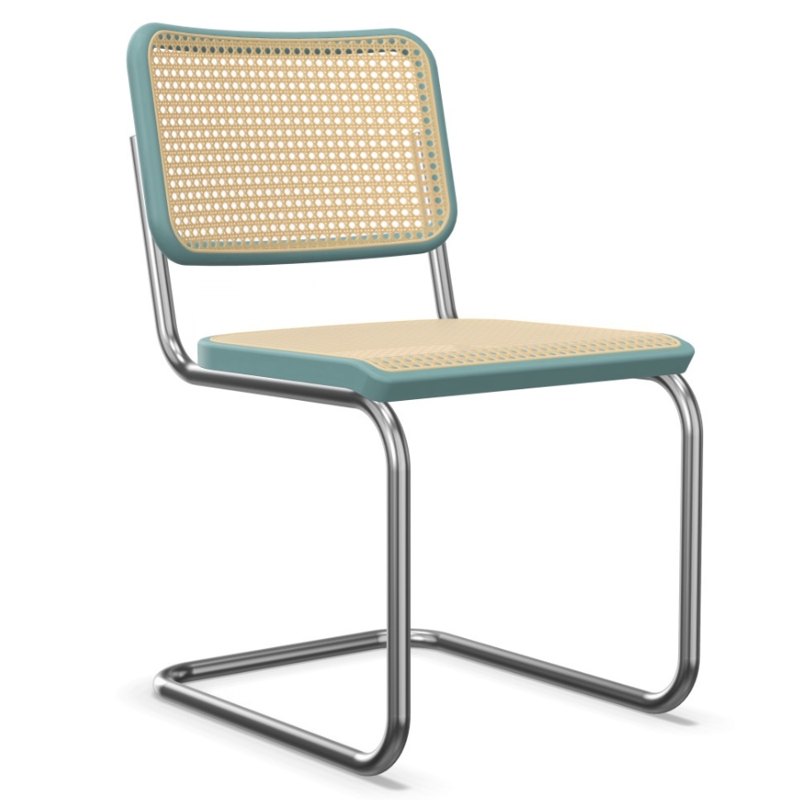 THONET S 32 V | Konfigurator Buche farbig gebeizt | Stahlrohr-Freischwinger | Gestell verchromt