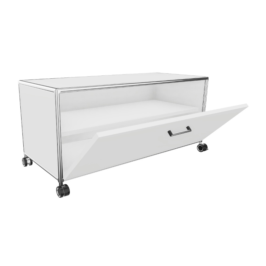 Bosse TV-Board 1 OH  Breite 100 cm in Melamin Weiß mit Klappe offen
